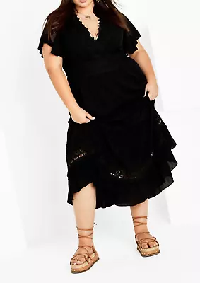 NEW City Chic Starling Reine Black Chloe Maxi Dress Plus Size S 16 #M100 • $55.15