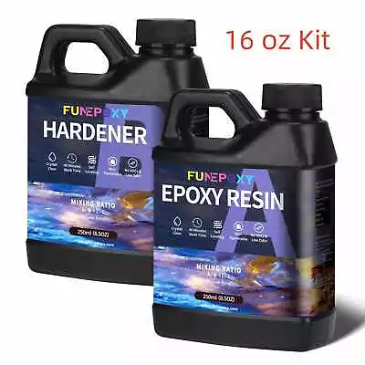 Clear Epoxy Resin - 16oz 32oz 1/2 Gallon 1 Gallon 2 Gallons Kit - Food Safe 1:1  • $14.99