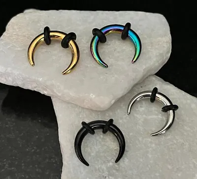 1pc PVD Plated Steel Septum Ring / Buffalo Taper Expander Plug Pincer Black Gold • $12.95