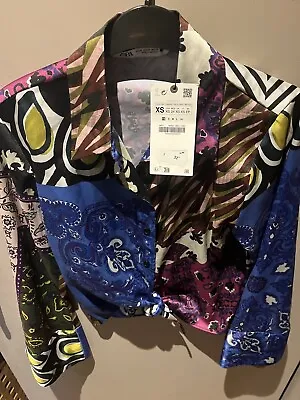 Zara Silky Patterned Shirt Size Xsmall New  • £6