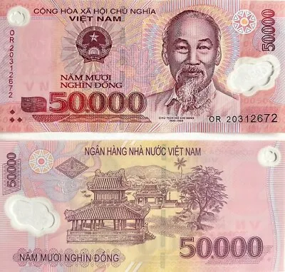 50000 Vietnam Dong VND CIRCULATED Banknote Currency Polymer Banknote 1 Piece • $5.99