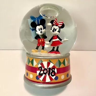 Disney Mickey And Minnie Mouse Christmas Snow Globe 2018 Holding Present No Box • $14.99