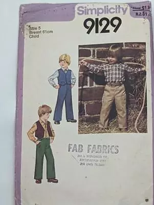 Vintage Sewing Pattern Simplicity 9129- Pants Shirt Vest 1979 Sz  5 Breast 61cm • $8.37