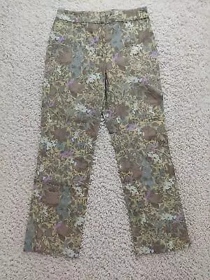 Sigrid Olsen Womens Pants 6 Petite Green Floral Straight Mid Rise Flat Front • $19.99