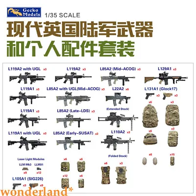 Gecko 1/35 Modern British Army Weapons And Personal Accessories Kit 35GM0026 • $21