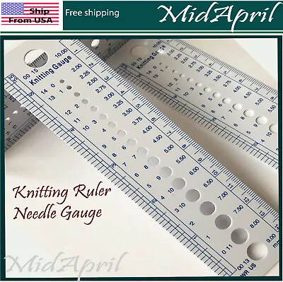 Knitting Needle Size Gauge Ruler Weaving Tools- Inches/CM AUC  Plastic  • $1.89