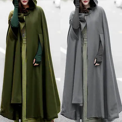 Coat Winter Outwear Medieval Robe Costume Womens Loose Long Cape Cloak Hooded • $39.81