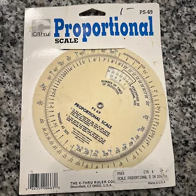 NEW On Card Vintage Proportional Scale PS-69 C-Thru Ruler Company Made In USA • $5.95