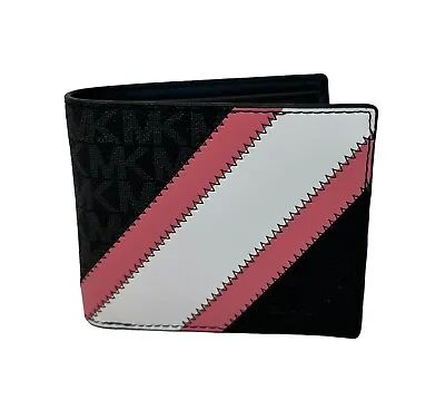 Michael Kors Cooper Billfold Coin Pocket Bifold Black/Pink Leather Men's Wallet • $44.94