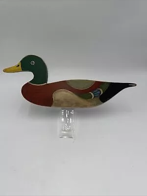 Hand Painted Wood Duck Wall Hanging Mallard 18” Home Decor Vintage Cabin • $16.49