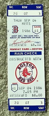 9/4/86 Pre World Series Charity Game - Full Ticket Not A Stub Red Sox Vs NY Mets • $39.99