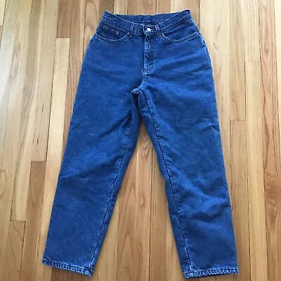 L.L. Bean Flannel Lined Denim Blue Jeans 10 Petite Women 30x28 Snowflake • $27.99