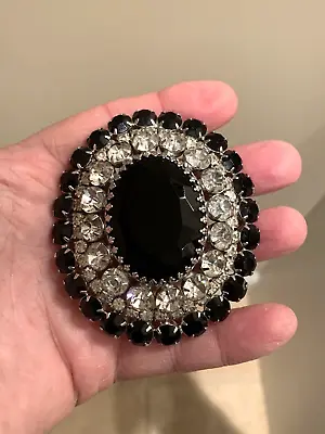 Rare Massive Vintage Weiss Black And White Rhinestone Brooch Pendant 1950-60’s • $149