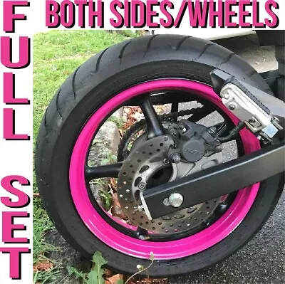 Custom Pink Motorcycle Inner Rim Decals Wheel Stickers Stripes Tape Vinyl Wrap • $30.99