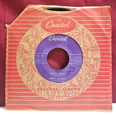 Gene Vincent – Lotta Lovin' / Wear My Ring- 1957 Capitol F3763 7  45 Single VG • $10.99