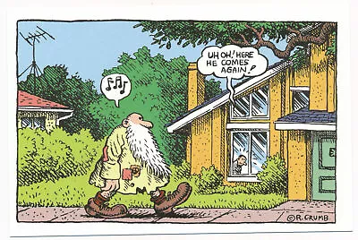 UH OH! Here He Comes Again! -  Mr. Natural - R. Crumb Postcard 166 • $5.99