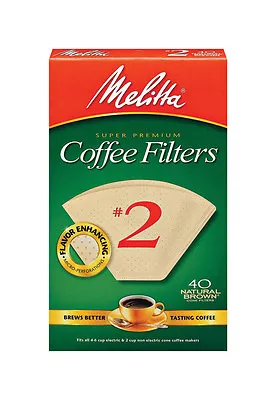 Melitta 612412 #2 Natural Brown Cone Coffee Filters 40 Count • $7.99