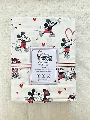 Pottery Barn Kids Disney Mickey Mouse Valentine's Organic Sheet Set Twin • $89