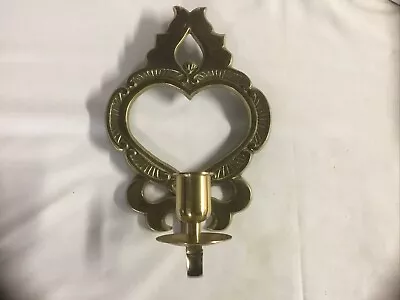 Brass Candle Wall Sconce Heart Shaped Single • $24.95