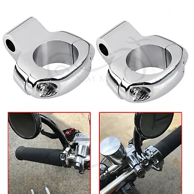 Motorcycle 1  Handlebar Mirror Mounting Clamp Bracket For Harley Dyna Touring XL • $27.53