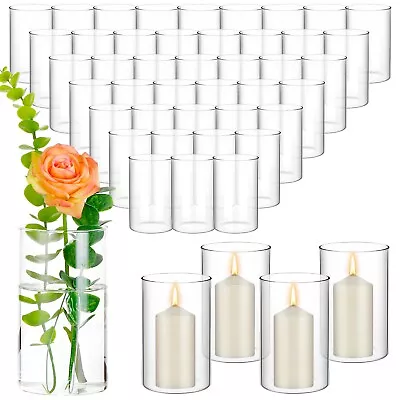 48 Pcs 6'' Tall Clear Glass Vases Bulk Hurricane Candle Holder Floating Vases... • $140.08