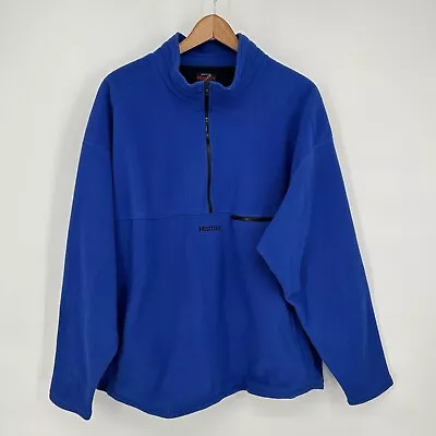 Marmot Jacket Mens Extra Large Blue Half Zip Pullover Polartec Fleece XL • $22