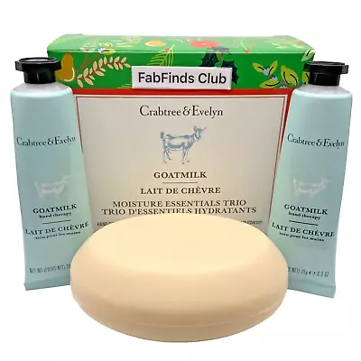 Crabtree & Evelyn Goatmilk Bar Soap & Hand Therapy Gift 3pc Set • $21.95