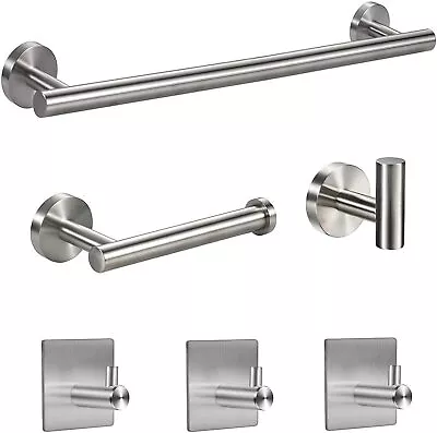 Bathroom Hardware Set Matte Towel Bar Stainless Steel Towel Rack Set 6PACK • $17.54