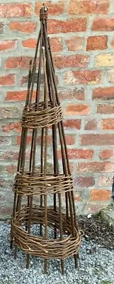 £24.98 • Buy Natural Willow Garden Obelisk Wicker Climbing Plant Support Frame Banded