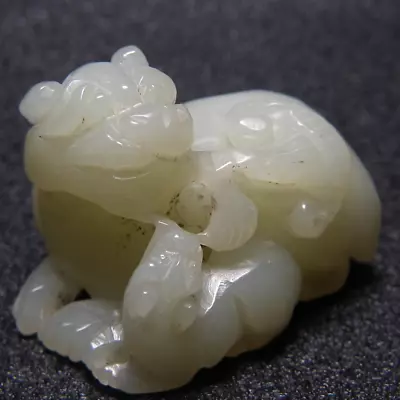 Qing Dynasty Hetian Green And White Jade Round Carving Son • $500