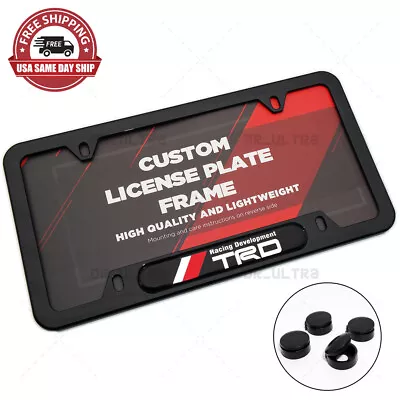 $14.99 • Buy Gloss Black Front Rear TRD Racing Sport License Plate Frame Protect Cover Gift