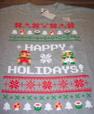 $20 • Buy Nintendo SUPER MARIO BROS. CHRISTMAS SWEATER STYLE T-Shirt 2XL XXL NEW Luigi