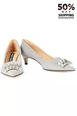 RRP€930 SERGIO ROSSI Court Shoes US10.5 UK7.5 EU40.5 Heel Crystals Made In Italy • £244.99