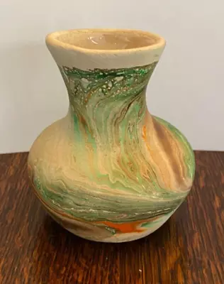 Vintage Nemadji Pottery Red Swirl 3 1/2  Bud Vase Native American Art Pottery • $25