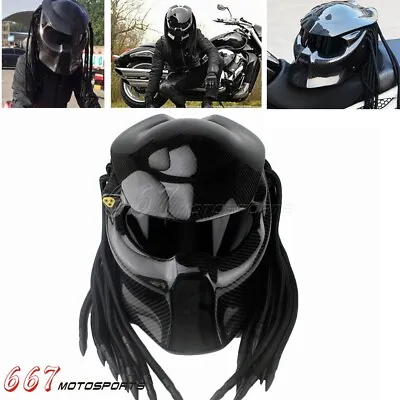 Carbon Fiber Predator Motorcycle Helmet Full Face Alien Iron Warrior Man Helmet • $806.60