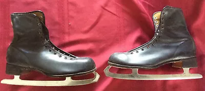 Vintage Black Leather Mens Canadian Flyer Ice Figure Skates US Size 9.5 • $35