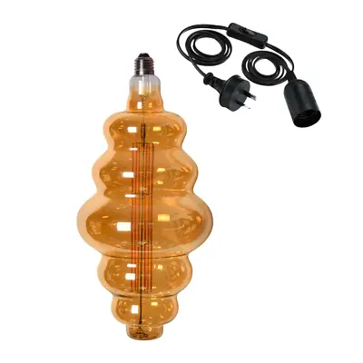 $169.99 • Buy Art Deco Edison LED Light Globe & Power Cord Plug In 1.8m E27 18 Watt Bulb 37cm