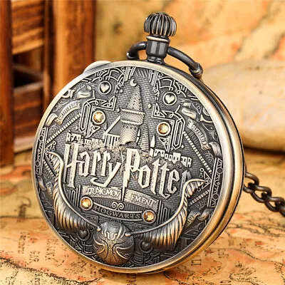 Antique Style Harry Potter Hand Wind Quartz Musical Pocket Watch Pendant Chain • £16.74