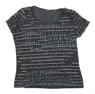 £3.25 • Buy Moda Womens Black Polka Dot Polyester Basic T-Shirt Size 14 Round Neck