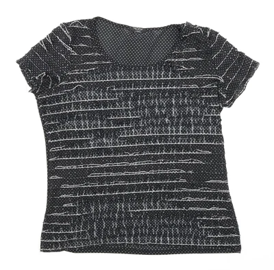 £3.25 • Buy Moda Womens Black Polka Dot Polyester Basic T-Shirt Size 14 Round Neck
