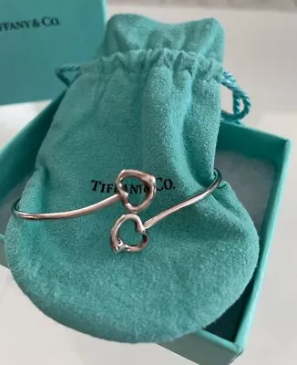 Tiffany & Co Elsa Peretti Spain Sterling Double Open Heart Bangle Bracelet • $210