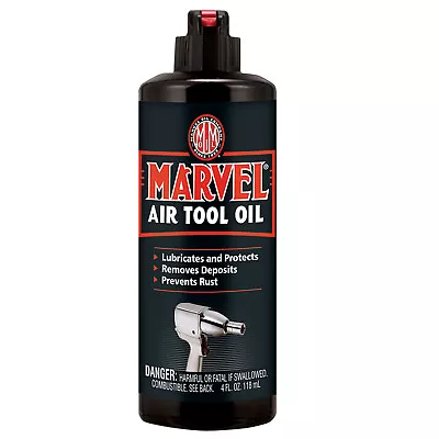 Marvel AIR TOOL OIL • LUBRICATES & PROTECTS • REMOVES DEPOSITS • PREVENTS RUST • $8.98