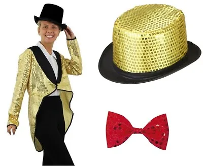 £28.95 • Buy Gold Sequin Tailcoat Columbia Kit Rocky Horror Show Fancy Dress Costume 8-24