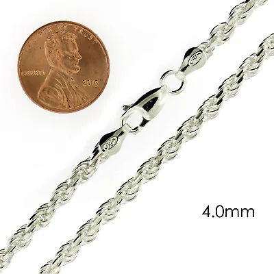 Sterling Silver Diamond Cut Rope Chain Mens Bracelet Or Necklace Rhodium Finish • $54.99