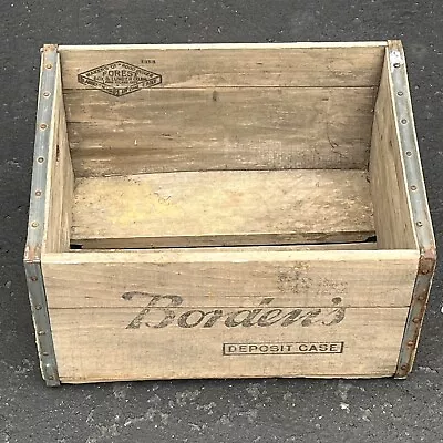 Vintage Bordens Dairy Milk Erie Crate Wood Metal Box 1953 Long Island City • $109.99