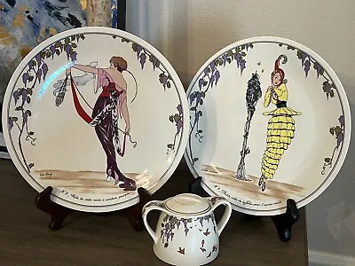 Villeroy & Boch Design 1900 Nouveau Women Lot - 2 Dinner Plates & Sugar Bowl • $59.50