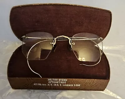 Vintage Octagon Rimless Clear Glasses 12k Gold Filled Original Clamshell Case • $44.10