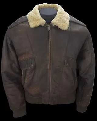 B3 Real Leather Vintage Aviator Sheepskin Flying Pilot Bomber Jacket Size 3XL • £110