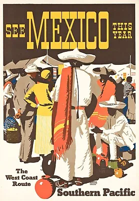 Mexico 1930's Travel Poster Print  Reproduction Giclee Print 11x17 • $27.95