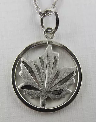 Vintage Sterling Silver Maple Leaf Pendant Necklace Sterling  • $7.99